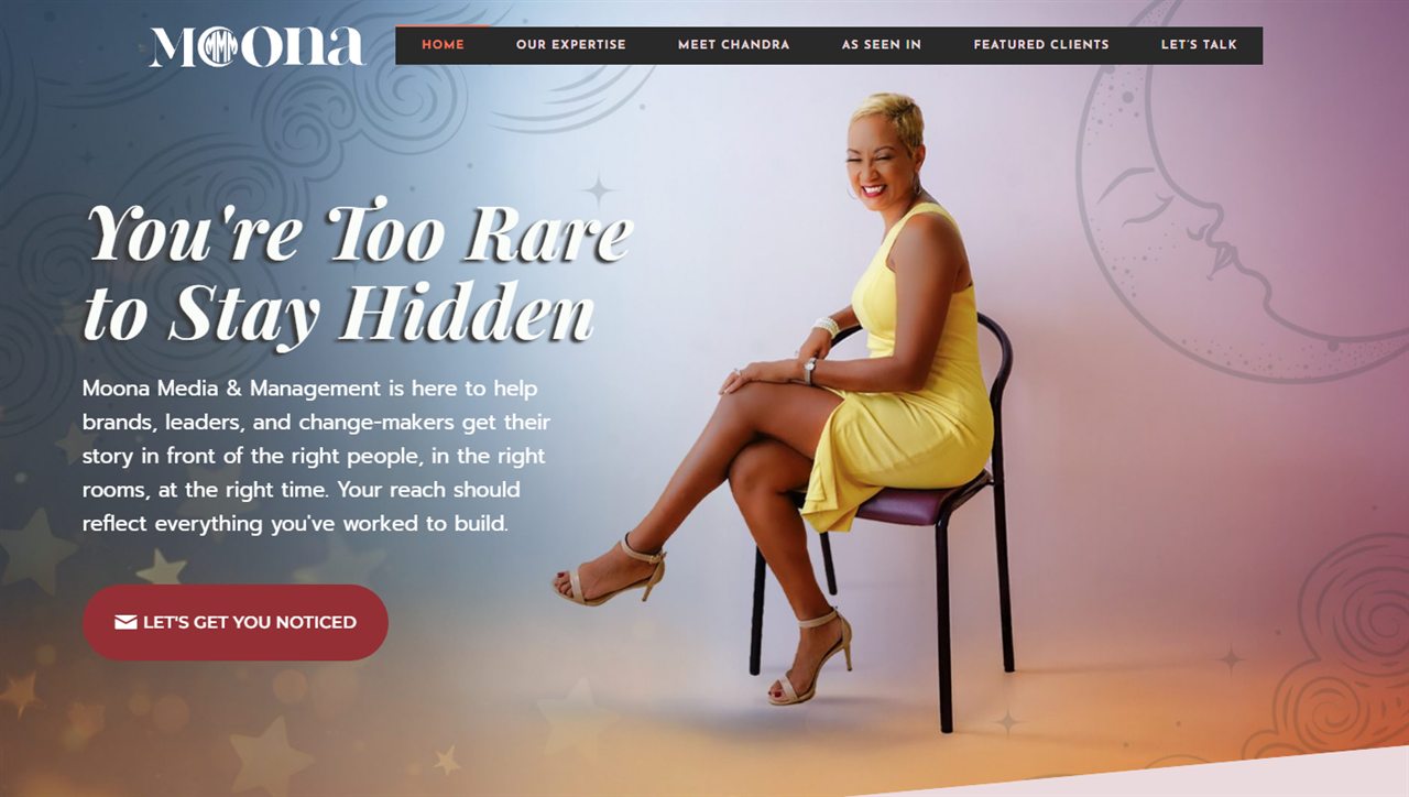 Moona Media & Management website homepage